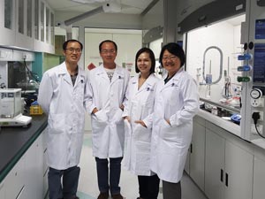 Jie Zhang (far right) and colleagues at the A*STAR Institute of Materials Research and Engineering.