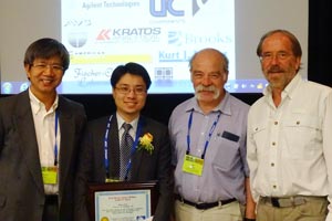 From left to right: Zeng Xianting, Liu Shiyu & W. J. Clegg (with Joe Greene, editor-in-chief of Thin Solid Films).