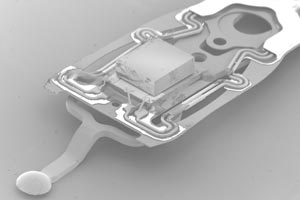 The slider and recording head assembly that writes data to modern hard disk drives.