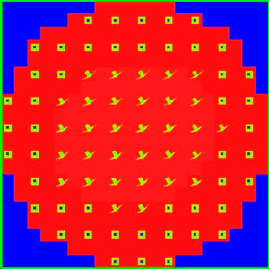 Switching of a magnetic bit is computer-simulated by discretizing the ferromagnetic layer into small magnetic cells.