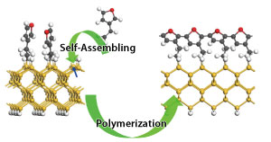 A two-step synthesis of molecular wires was studied using molecular modeling