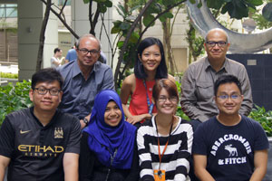 Some of the A*STAR SIgN scientists that contributed to this research. Upper row: Olaf Rotzschke, Lisa F. P. Ng, Laurent Rénia. Bottom row: Fok-Moon Lum, Siti Naqiah Amrun, Wendy WL Lee, Teck-Hui Teo.