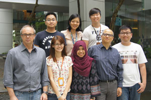 Bottom row: Olaf Rotzschke, Wendy W.L. Lee, Siti Naqiah Amrun, Laurent Renia, and Fok-Moon LumTop row: Teck-Hui Teo, Lisa F.P. Ng, and Yi-Hao Chan