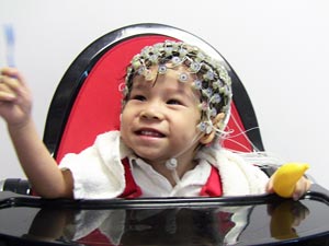 A*STAR researchers assessed the attentional abilities of babies who were born to mothers with and without gestational diabetes using a “net” of sensors to measure brain activity while the infants listened to an infrequent sound and a “standard” repetitive sound.
