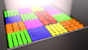 Cylindrical silicon nanoparticles of different sizes reflect light across a wide gamut of colors